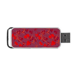 Red Floral Pattern Portable Usb Flash (two Sides)