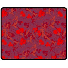 Red Floral Pattern Double Sided Fleece Blanket (medium)  by Valentinaart