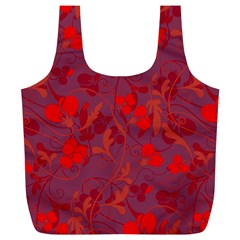 Red Floral Pattern Full Print Recycle Bags (l)  by Valentinaart