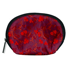 Red Floral Pattern Accessory Pouches (medium) 