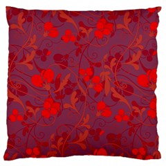 Red Floral Pattern Large Flano Cushion Case (two Sides)