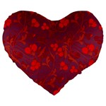 Red floral pattern Large 19  Premium Flano Heart Shape Cushions Front