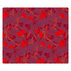 Red Floral Pattern Double Sided Flano Blanket (small) 