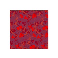 Red Floral Pattern Satin Bandana Scarf