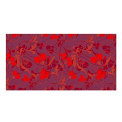 Red Floral Pattern Satin Shawl