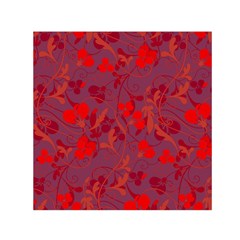 Red Floral Pattern Small Satin Scarf (square)