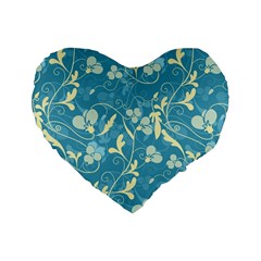 Floral Pattern Standard 16  Premium Flano Heart Shape Cushions