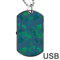 Floral Pattern Dog Tag Usb Flash (two Sides) by Valentinaart