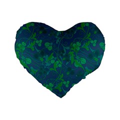 Floral Pattern Standard 16  Premium Flano Heart Shape Cushions