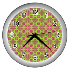 Pattern Wall Clocks (silver)  by Valentinaart