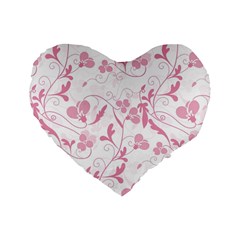 Floral Pattern Standard 16  Premium Flano Heart Shape Cushions by Valentinaart