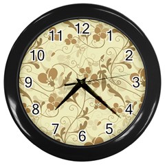 Floral pattern Wall Clocks (Black)