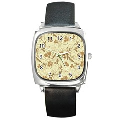 Floral pattern Square Metal Watch