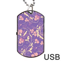 Floral Pattern Dog Tag Usb Flash (one Side)