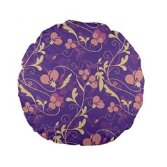 Floral Pattern Standard 15  Premium Flano Round Cushions