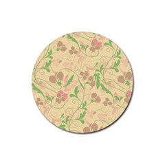 Floral Pattern Rubber Round Coaster (4 Pack)  by Valentinaart