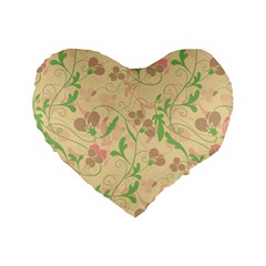 Floral Pattern Standard 16  Premium Flano Heart Shape Cushions by Valentinaart