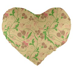 Floral Pattern Large 19  Premium Flano Heart Shape Cushions by Valentinaart