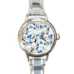 Floral Pattern Round Italian Charm Watch by Valentinaart