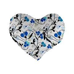 Floral Pattern Standard 16  Premium Heart Shape Cushions by Valentinaart