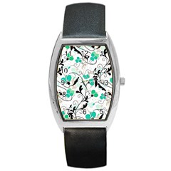 Floral Pattern Barrel Style Metal Watch by Valentinaart