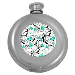 Floral Pattern Round Hip Flask (5 Oz) by Valentinaart