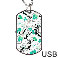 Floral Pattern Dog Tag Usb Flash (two Sides) by Valentinaart