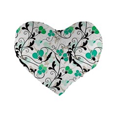 Floral Pattern Standard 16  Premium Heart Shape Cushions by Valentinaart