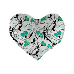 Floral Pattern Standard 16  Premium Flano Heart Shape Cushions