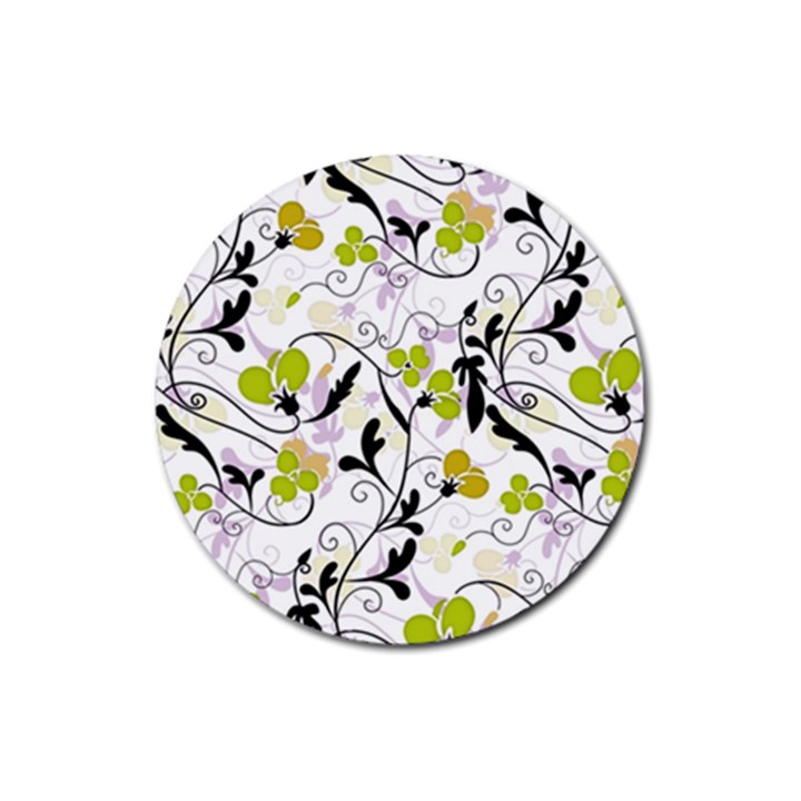 Floral pattern Rubber Coaster (Round) 