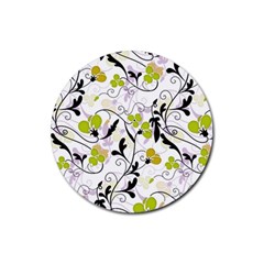 Floral Pattern Rubber Round Coaster (4 Pack)  by Valentinaart