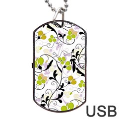 Floral Pattern Dog Tag Usb Flash (one Side)