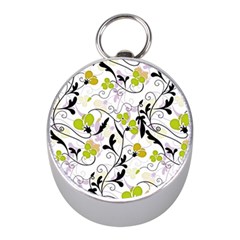 Floral Pattern Mini Silver Compasses