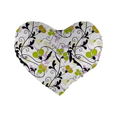 Floral Pattern Standard 16  Premium Flano Heart Shape Cushions