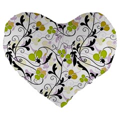 Floral Pattern Large 19  Premium Flano Heart Shape Cushions