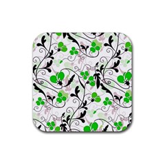 Floral Pattern Rubber Coaster (square)  by Valentinaart