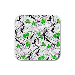 Floral Pattern Rubber Square Coaster (4 Pack)  by Valentinaart