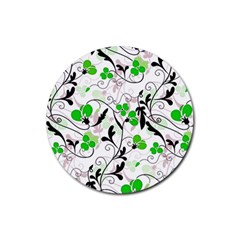 Floral Pattern Rubber Coaster (round)  by Valentinaart