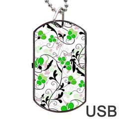 Floral Pattern Dog Tag Usb Flash (two Sides)