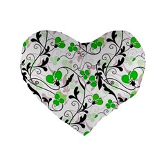 Floral Pattern Standard 16  Premium Heart Shape Cushions by Valentinaart