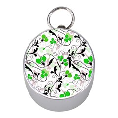 Floral Pattern Mini Silver Compasses