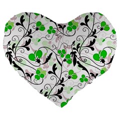 Floral Pattern Large 19  Premium Flano Heart Shape Cushions