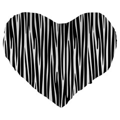 Zebra Pattern Large 19  Premium Flano Heart Shape Cushions