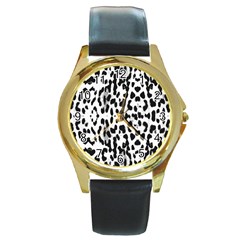 Animal Print Round Gold Metal Watch by Valentinaart