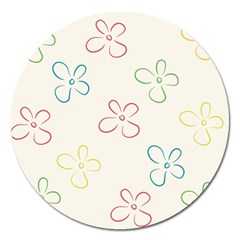 Flower Background Nature Floral Magnet 5  (round) by Simbadda