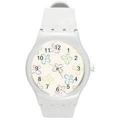 Flower Background Nature Floral Round Plastic Sport Watch (m) by Simbadda