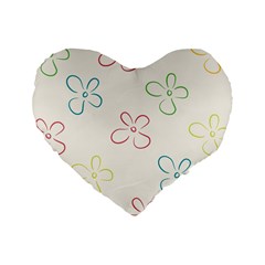 Flower Background Nature Floral Standard 16  Premium Heart Shape Cushions by Simbadda