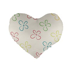 Flower Background Nature Floral Standard 16  Premium Flano Heart Shape Cushions by Simbadda