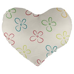 Flower Background Nature Floral Large 19  Premium Flano Heart Shape Cushions