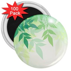 Spring Leaves Nature Light 3  Magnets (100 Pack) by Simbadda